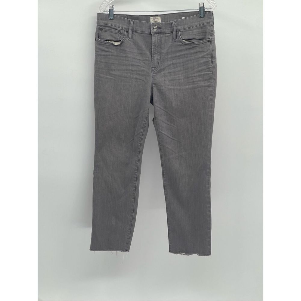 J. Crew Jeans Lookout High Rise Skinny Women Size 32‎ Gray Raw Hem